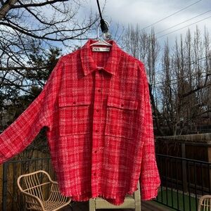 Zara Pink-Red Collared Jacket